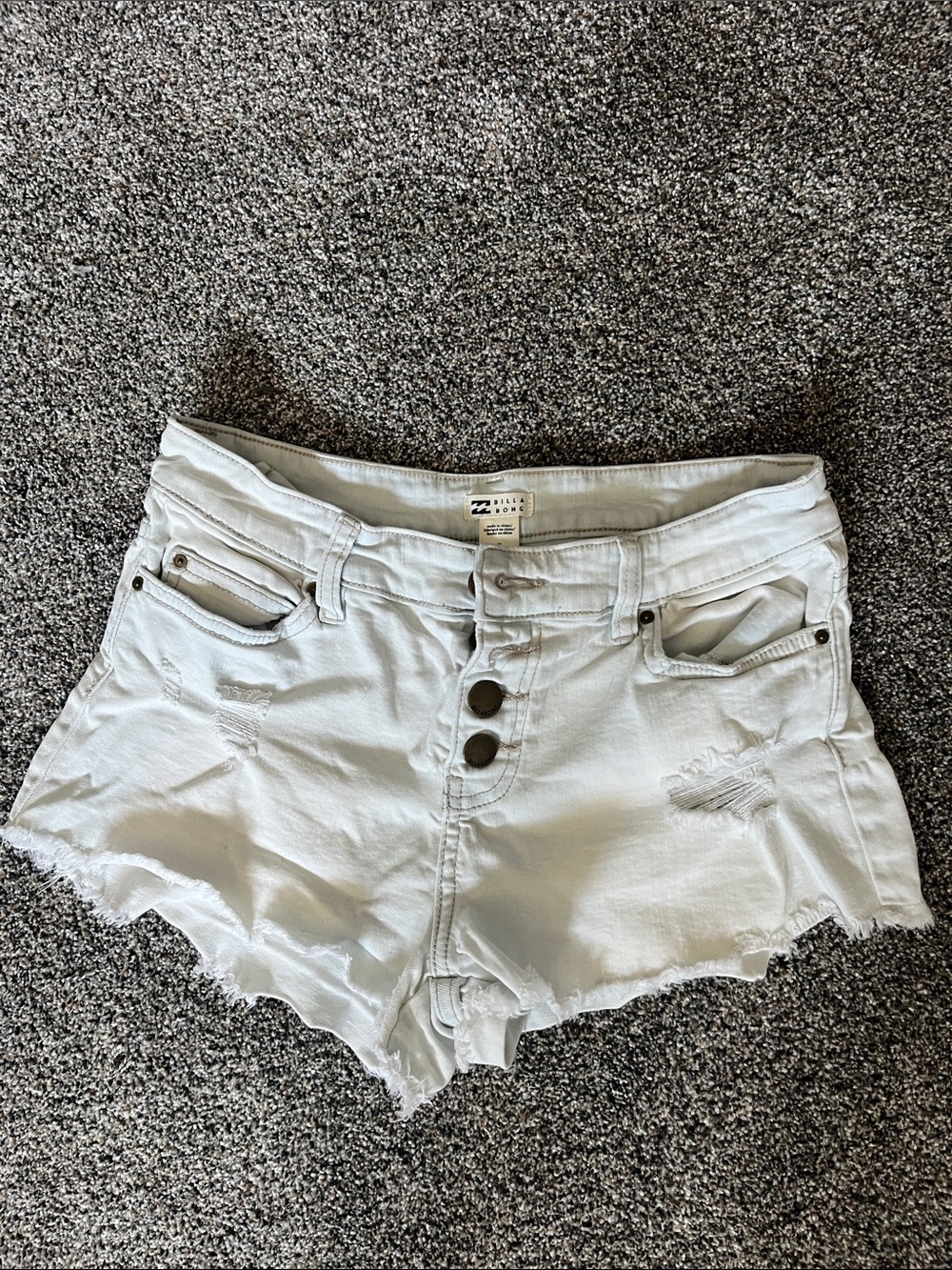 Billabong Light Wash High-Rise Distressed Denim Shorts